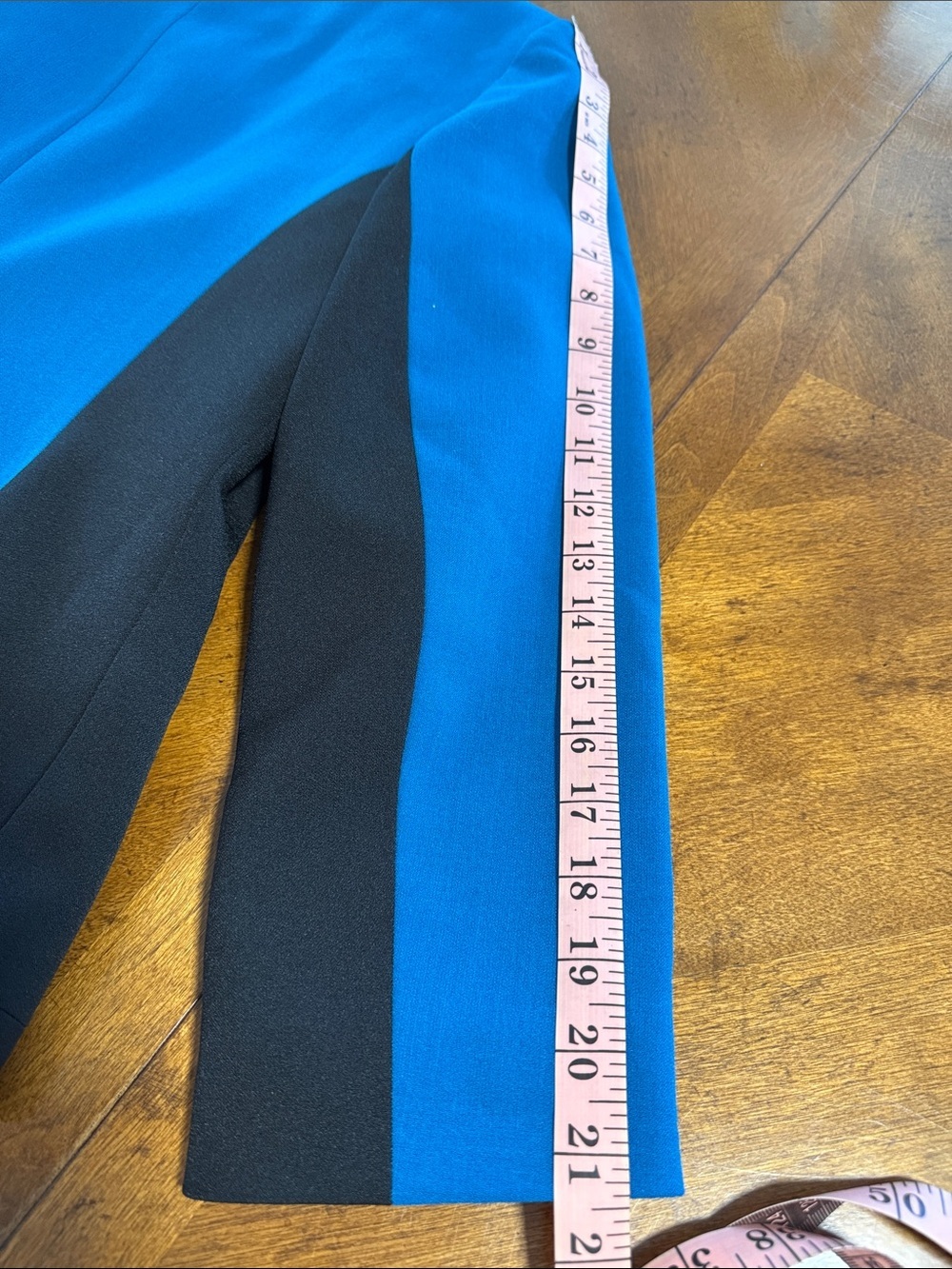 Jones Studio Teal 3/4 Sleeve Open Front Blazer with Black Trim Size 10 - Picture 5 of 5